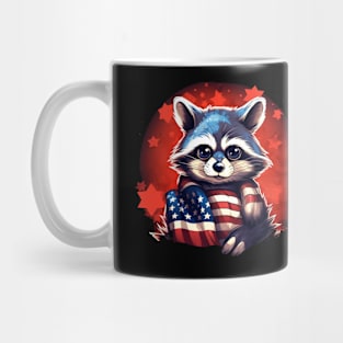 yES raccoon proudly American flaG Mug